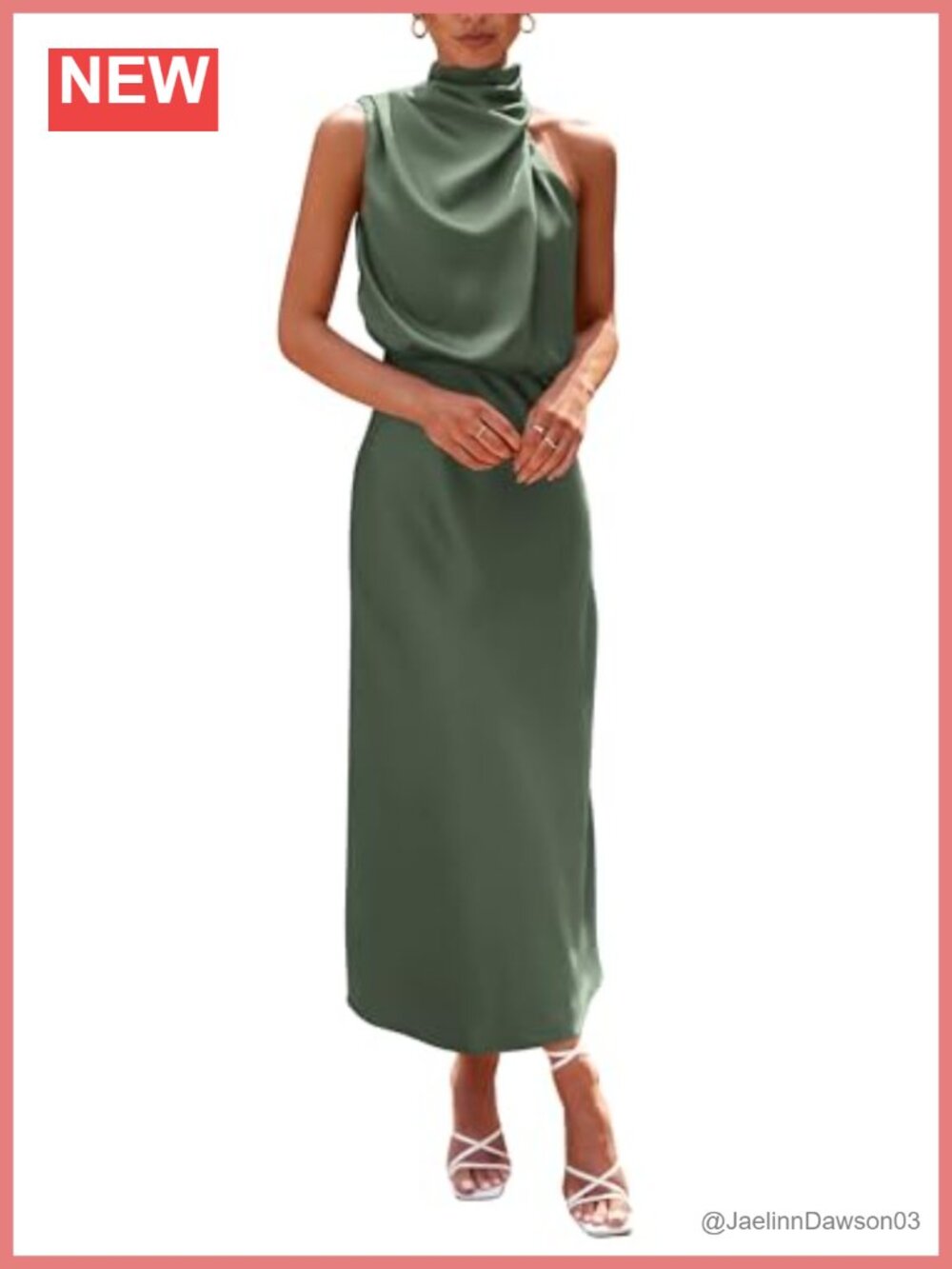 Satin Fit & Flare Maxi Dress Sleeveless Mock Neck Formal Wedding Guest
